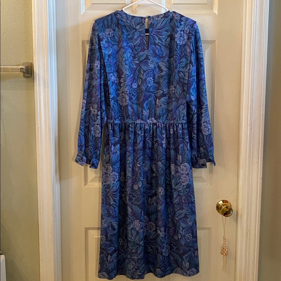 Vintage Handmade Blue and Purple Long Sleeve Dress with Pockets! - Picture 10 of 13